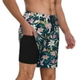 thumbnail image 3 of Goofa Lilies Flowers Printed Men's Swim Trunks Board Shorts Quick Dry Mens Swimming Trunks with Compression Liner,Breathable Fit Hawaii Beach Shorts-3X-Large, 3 of 9