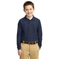 thumbnail image 1 of Port Authority Y500LS Youth Long Sleeve Polo Shirt - Navy - Medium, 1 of 2