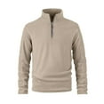thumbnail image 2 of Mohiass Men's Quarter Zip Fleece Cotton Pullover Sweatshirts Mock Neck Casual Long Sleeve Fall Winter Warm Sweatshirt Khaki 2XL, 2 of 5