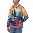thumbnail image 3 of Uemuo Colorful Whimsical Earth for Men's Fashion Full-zip Hoodies & Sweatshirts with Kangaroo Pocket, Zip-up Hooded Sweatshirt, Moisture Wicking & Breathable-Small, 3 of 5
