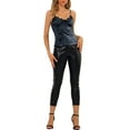 thumbnail image 2 of INSPIRE CHIC Junior's Velvet Lace Trim Spaghetti Strap Cami Top, 2 of 5