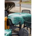 thumbnail image 5 of Outdoor Tablecloth with Umbrella Hole for Patio/Picnic/Party/Camping, Teal Green Ombre Clouds Waterproof Table Cloth Square Cover Washable, Modern Abstract Gradient Cloud (60"x 60"), 5 of 8