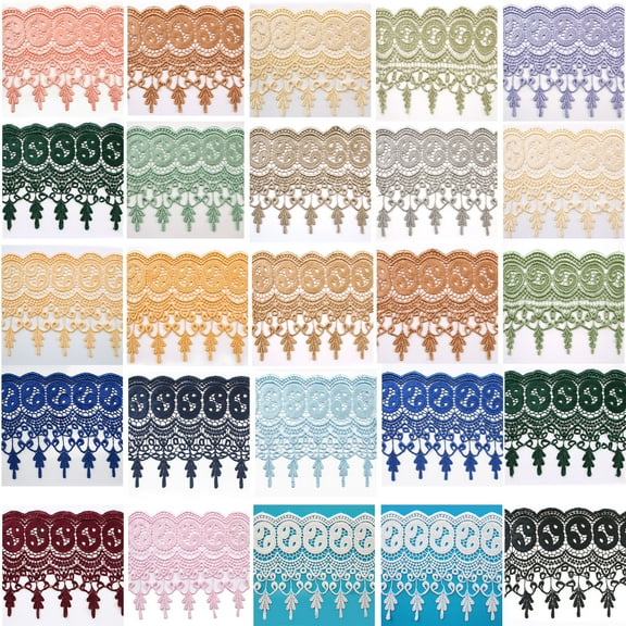 7.5" Wide 20 Colors Floral Venice Lace Trim Guipure Fringe Trimming By Yardage
