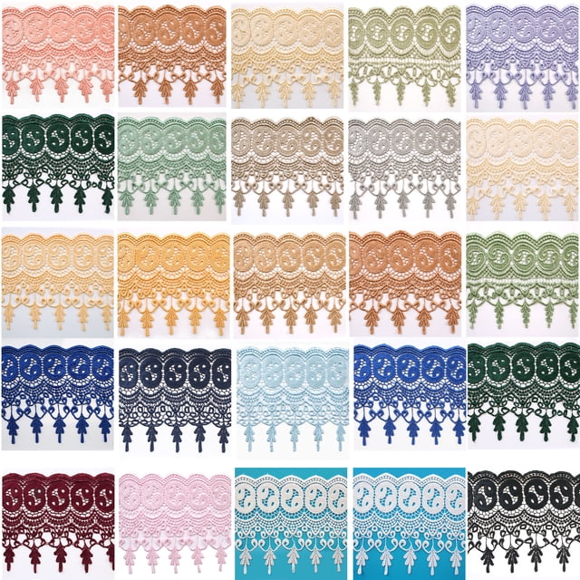 7.5" Wide 20 Colors Floral Venice Lace Trim Guipure Fringe Trimming By Yardage