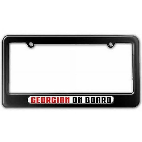 Georgian On Board License Plate Tag Frame, Black Color