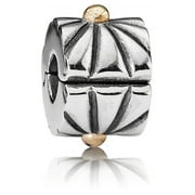 PANDORA Sunburst Clip #790216 in 925 Sterling Silver With 14K Gold Accent