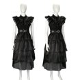 thumbnail image 4 of Disfraz de Mujer con Cinturón Vestido de Miércoles Negro Transpirable para Festivales de Halloween Hugtrwg Para estrenar, 4 of 9