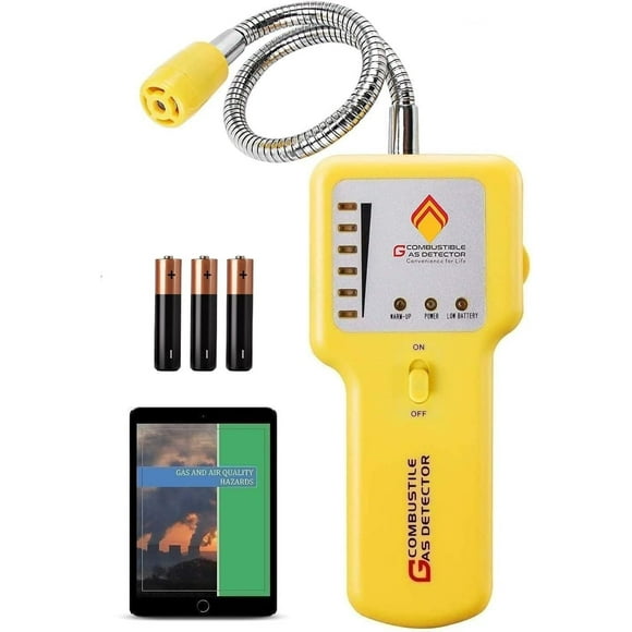Gas Leak Detector & Natural Gas Detector: Portable Gas Sniffer to Locate Leaks of Multiple Combustible Gases Like Propane, Methane, LPG, LNG, Fuel, Sewer Gas with 12" Flexible Sensor Neck