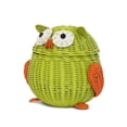 thumbnail image 3 of Green Owl Rattan Storage Basket with Lid Decorative Home Decor Hand Woven Shelf Organizer Cute Handmade Handcrafted Gift Art Decoration Artwork Wicker Size: Large, 9.5" tall x 9.5" wide x 8" deep, 3 of 9