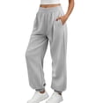 thumbnail image 3 of DYTTDG Women's High Waist Jogger Sweatpants, Solid Color Loose Casual Long Pants with Elastic Cuffs & Side Pockets for Loungewear, 3 of 7
