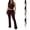 Brown, variant on Women's 2 Piece Outfits Sleeveless Crop Tank Top and High Waisted Flared Pants Set Casual Tracksuit Brown S