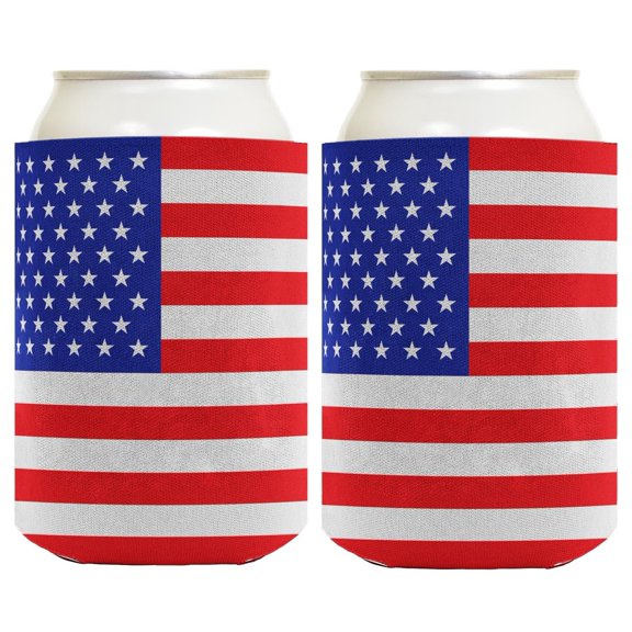 Independence Day Party Favor American Flag Horizontal 2-Pack Can Drink Thermocoolers