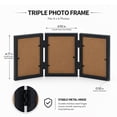 thumbnail image 2 of Tabletop Picture Frame Wood Trifold Hinged Photo Frame with 3 Openings, Table decor Family Picture Collage, with Real Glass 4" x 6" Black, 2 of 7