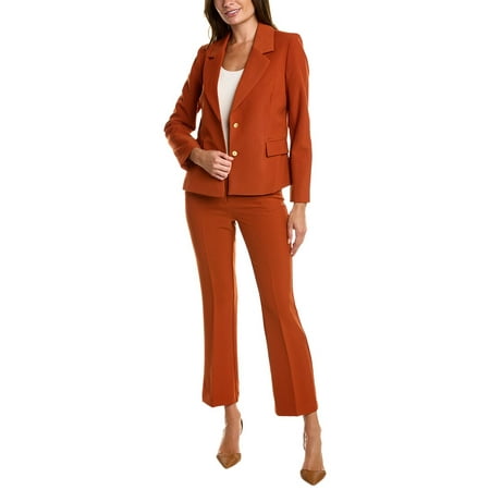 Nanette Lepore notched collar long sleeve two button closure twill jacket with bi-stretch straight pant