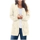 thumbnail image 2 of Cárdigan de moda para mujer, liso, suelto, de manga larga, blusa, cárdigan, abrigo de acrílico para mujer, 2 of 6