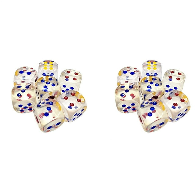 Dados Gigantes de 25 mm con Puntos de Colores, Dados Transparentes de 6 Caras, Divertidos Dados de Juego de Seis Caras para Farkle, Otros Juegos de Dados, 20 Piezas