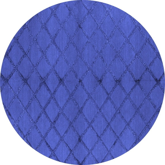 Ahgly Company Indoor Round Trellis Blue Modern Area Rugs, 5' Round
