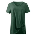thumbnail image 6 of TIHLMK Womens Shirts Green Women's Fashion Solid V Neck Short Sleeve T-shirt Blouse Loose Tops Gift for Womens Tops, 6 of 6