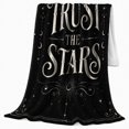 thumbnail image 2 of Trust Stars Celestial Design, Cozy Typography Art Scene, Warm Flannel Blanket for Living Room and Reading Nook, Art Lovers Housewarming Gift, Artistic Home Decor, 2 of 9