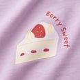thumbnail image 3 of Babcutegg Purple Strawberry Cake Print Short Sleeve Cotton T-Shirt For Girls – Lightweight Casual Crew Neck Top Purple Size 3, 3 of 6