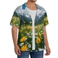 thumbnail image 2 of Naloa Mountain Daisy Meadow Men's Loose Fit Cuban Collar Short-Sleeve Shirt, Hawaiian Shirts, Mens Shirts Casual for Everyday Wear Outings-Small, 2 of 5