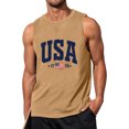 thumbnail image 2 of Men's Patriotic Sleeveless Shirt with USA Lettering and Flag Print Featuring Breathable Fabric for Hot Weather Beach Walks&nbsp; Yellow XL, 2 of 4