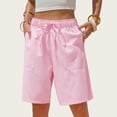 thumbnail image 2 of Evdexr Linen Shorts Womens Bermuda Striped Shorts Summer Knee Length Drawstring Beach Shorts 2026 Baggy Elastic Loose Fit Short Pants S, 2 of 7