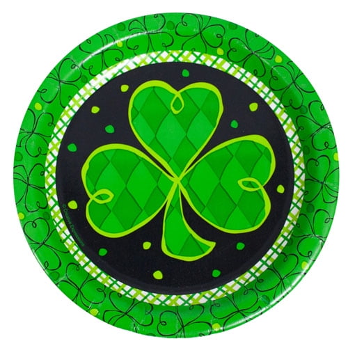 St. Patrick's Day 'Shamrock Dots' Large Paper Plates (8ct) Walmart
