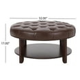 thumbnail image 5 of JERFIT Round Ottoman Pouf Dark Brown Faux Leather Footstool with Storage Shelf for Living Room, 5 of 10