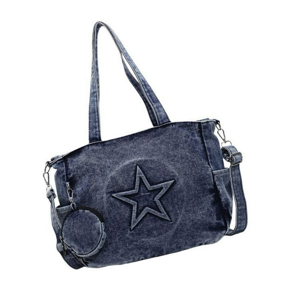 Shoulder Bag for Women Denims Toted Bag Handbag with Zipper Big Capacity Clutches Purses Crossbody Bags for Work Travel