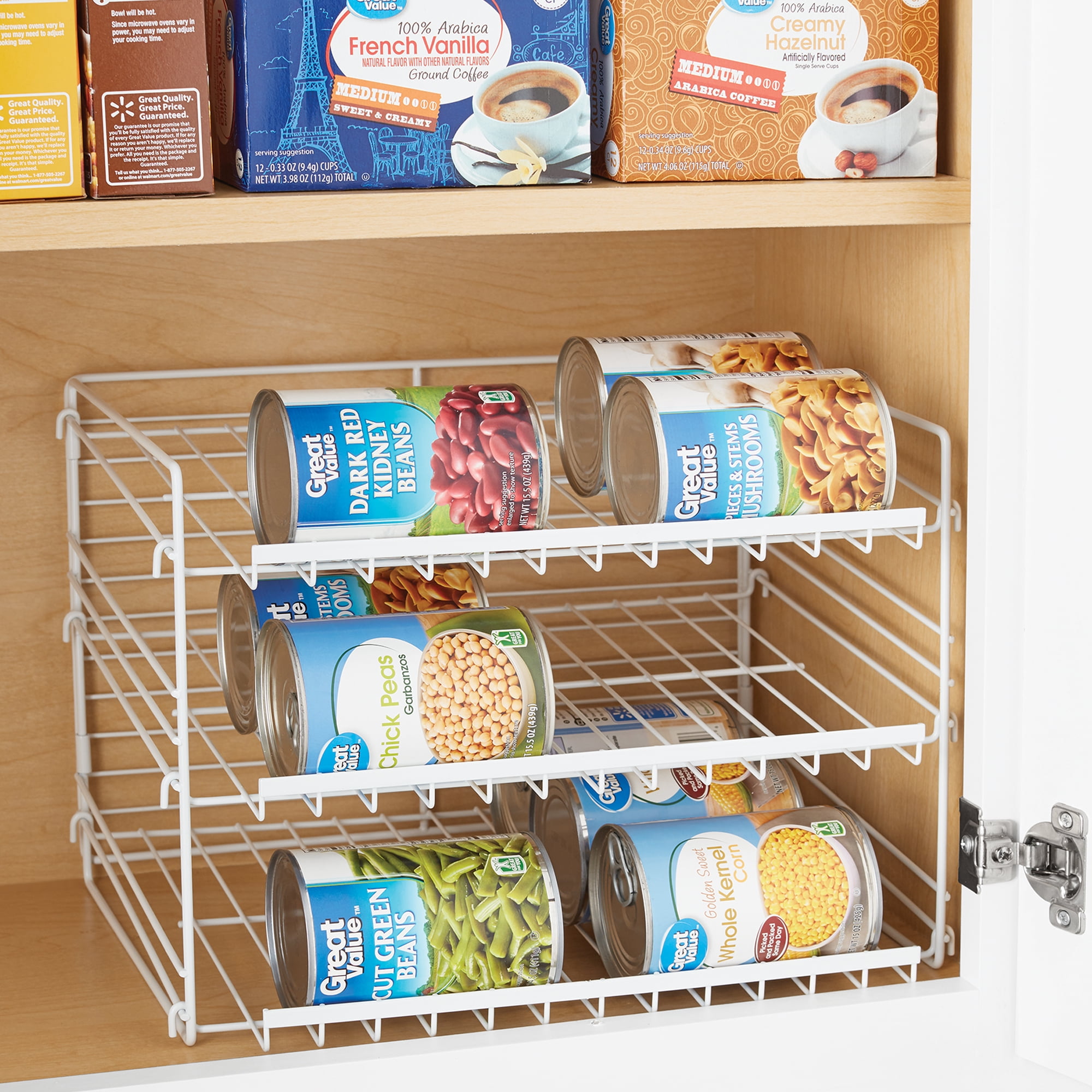 Details about   2 Stackable Can Storage Dispenser Kitchen Cabinet helf Holds up to 72 Cans 3Tier 