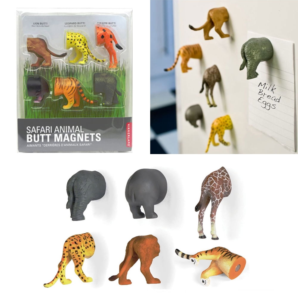 Kikkerland Farm Butts Animal Magnets Set Of 6 