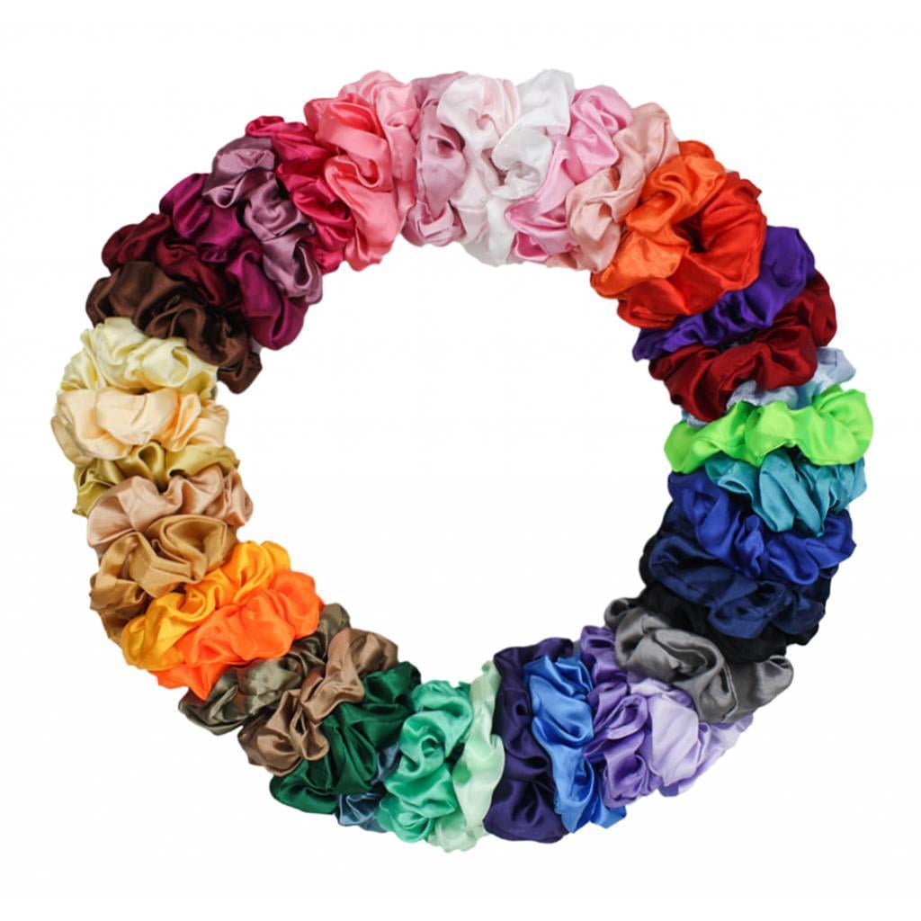 2x 40pcs Elastic Hair Ties Silk Elastic Bands Colorful Hair Bands for Girls / Women Ponytails