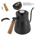 thumbnail image 4 of Fdit Bouilloire à Café en Acier Inoxydable, 850ml Goutte à Goutte sur la Bouilloire à Café Col de Cygne avec Poignée en Bois, Goutte à Goutte sur la Bouilloire à Café, 4 of 8