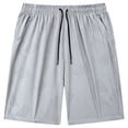 thumbnail image 3 of Bermuda Shorts for Men Summer Casual Lightweight Breathable Textured Elastic Waist Straight Leg Shorts with Pockets, 3 of 4