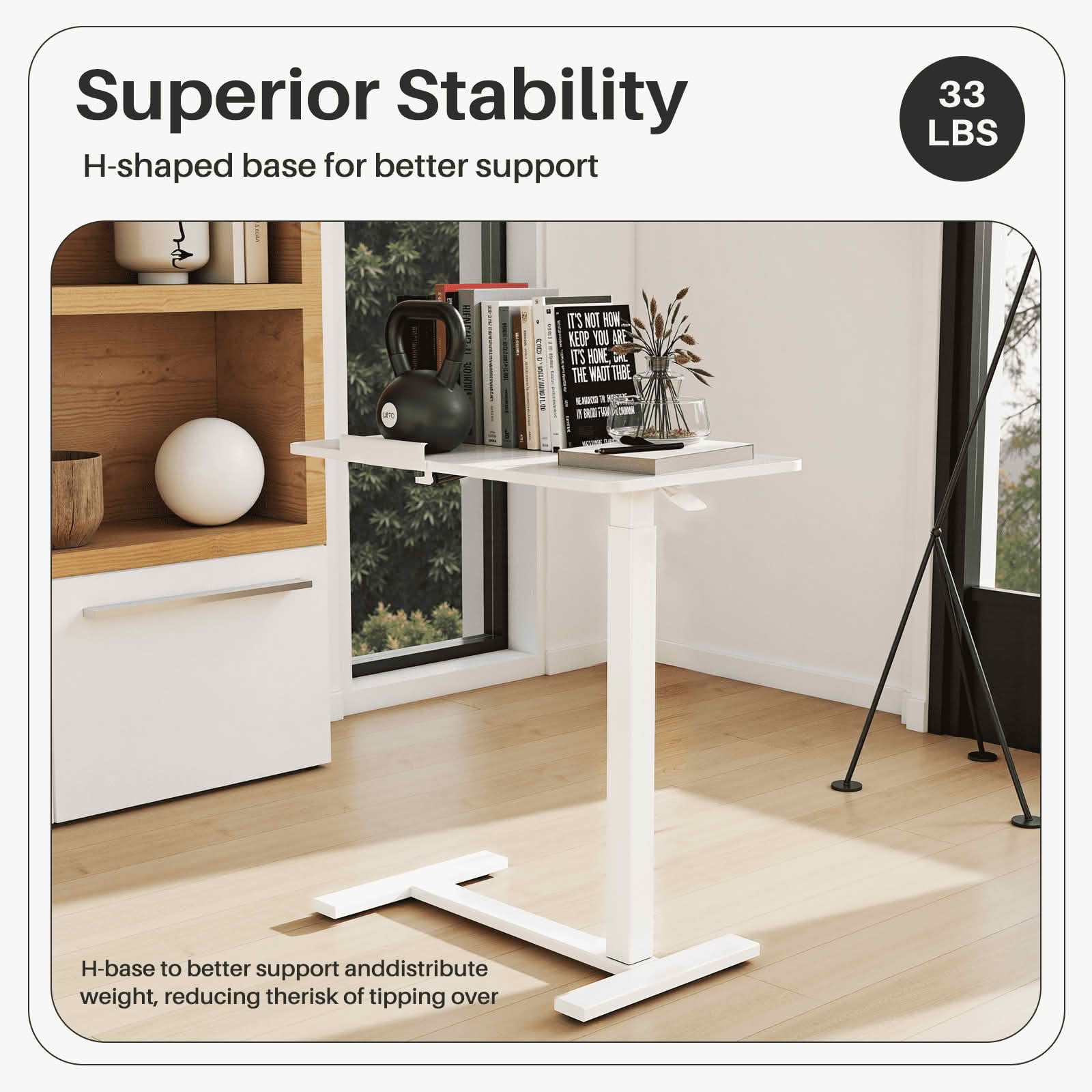 MAYEERTY Rolling Mobile Overbed Desk, Adjustable Tilting Laptop Table, Multi-Scene Use, White