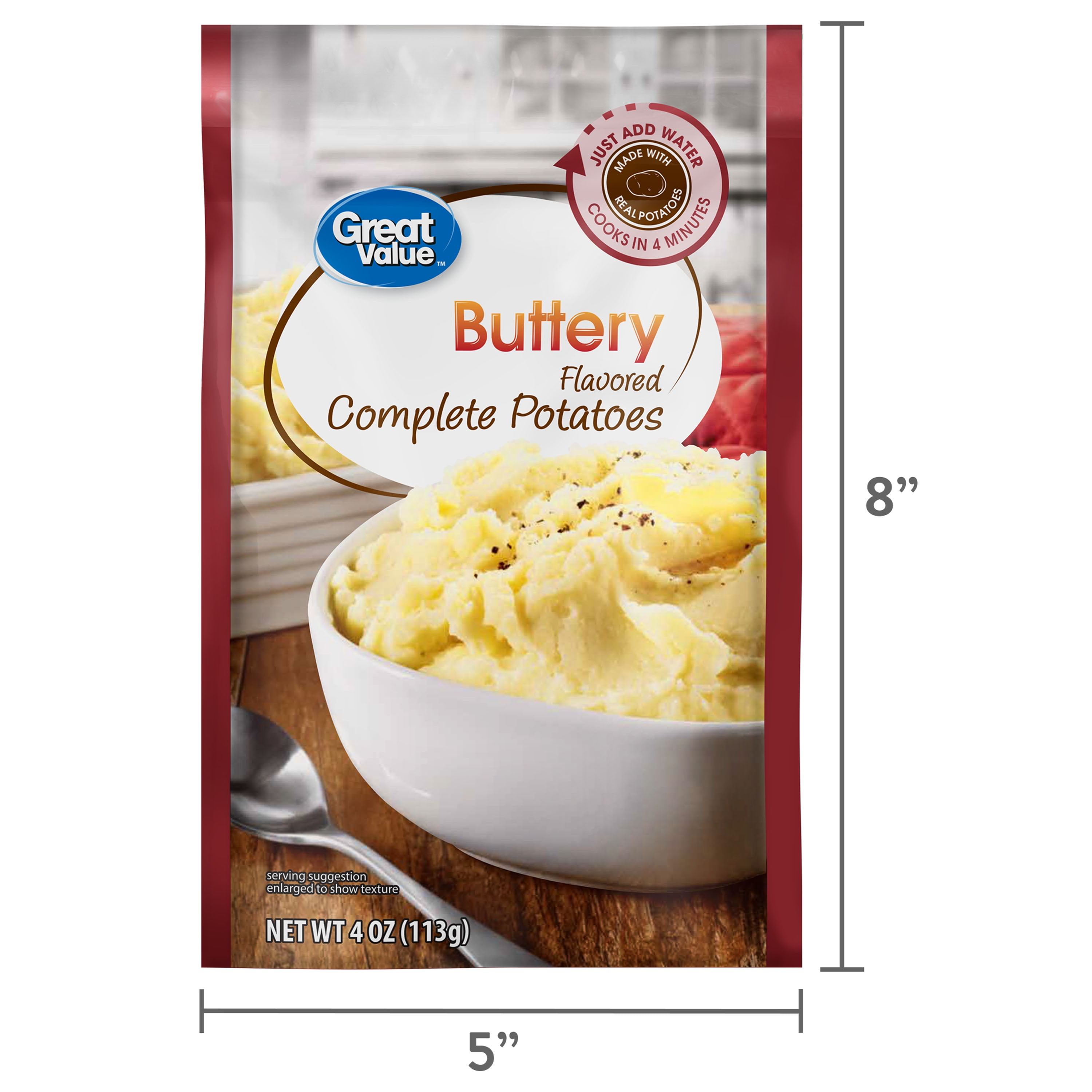 Great Value Buttery Complete Potatoes, 4 oz, Pouch