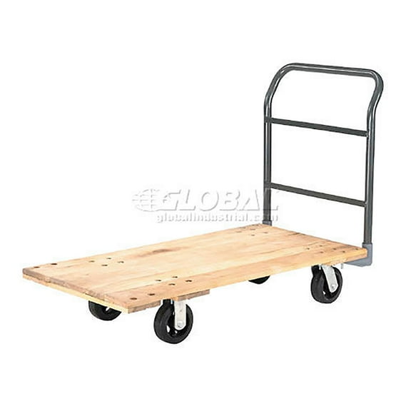 Platform Truck w/Hardwood Deck, 48 x 24, 2000 Lb. Capacity, 6" Rubber Casters
