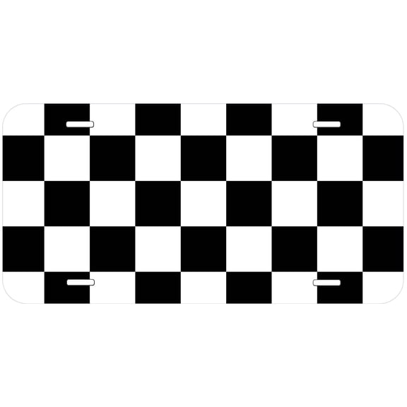 Checkered Black and White Flag Novelty Car Auto License Plate