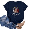 thumbnail image 1 of Fiudx Ofertas Flash Del Día Solo En Línea Moda Mujer Casual Navidad Impresión Pulóver Manga Corta Camiseta Tops Blusa, 1 of 4