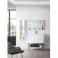 thumbnail image 6 of James Martin Vanities 35.4" Single Vanity, Mid-Century Walnut, Brushed Nickel Base w/ Glossy White Top, 6 of 6