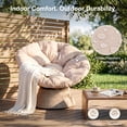 thumbnail image 4 of Dovov Papasan Chair, 360 Degree Swivel Papasan Accent Chair with Cushion, Oversized Ergonomic Chair Comfy Metal Round Swivel Chair Lounger for Living Room Bedroom Office, 440 Lbs Capacity, Beige, 4 of 10