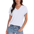 thumbnail image 2 of EASYBRA Womens Summer V Neck T Shirt Short Sleeve Loose Fit Dressy Casual Basic Top 2026 Fashion, 2 of 6