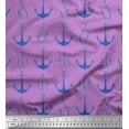 thumbnail image 1 of Soimoi Purple polyester Crepe Fabric Anchor Hook Nautical Print Fabric by the Yard 52 Inch Wide, 1 of 1