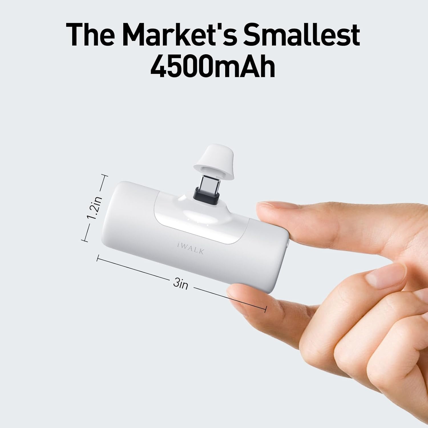 4,500mAh Portable Charger for iPhone 15/16/17, Power Bank with Build-in USB C Connector, Battery Pack Phone Charger for iPhone Series, Samsung S22/23/24 Series and Android, White