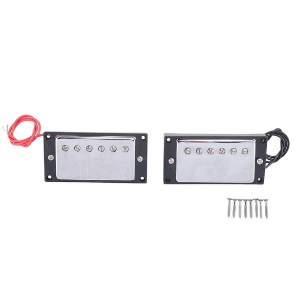 Humbucker Double Coil Pickups Neck and Bridge Compatible with LP Style Electric Guitar for Guitar Parts Replacement Set,1 * Double Coil Pickups 8 * Screw,black & silver