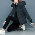 thumbnail image 6 of Maqroz Winter Jackets Women Warm Padded Parka Puffer Jacket Quilted Short Down Coat Thick Parkas Warm Zip Up Jackets with Faux Fur Hood Outerwear, Navy XXXL, 6 of 7