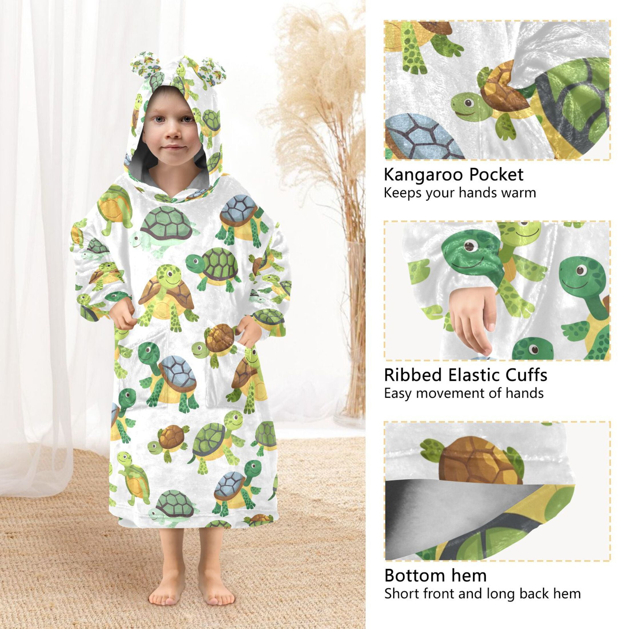 joogoo Wearable Blanket Hoodie for Cute Turtles Oversized Sherpa Hooded 3-14 YR M