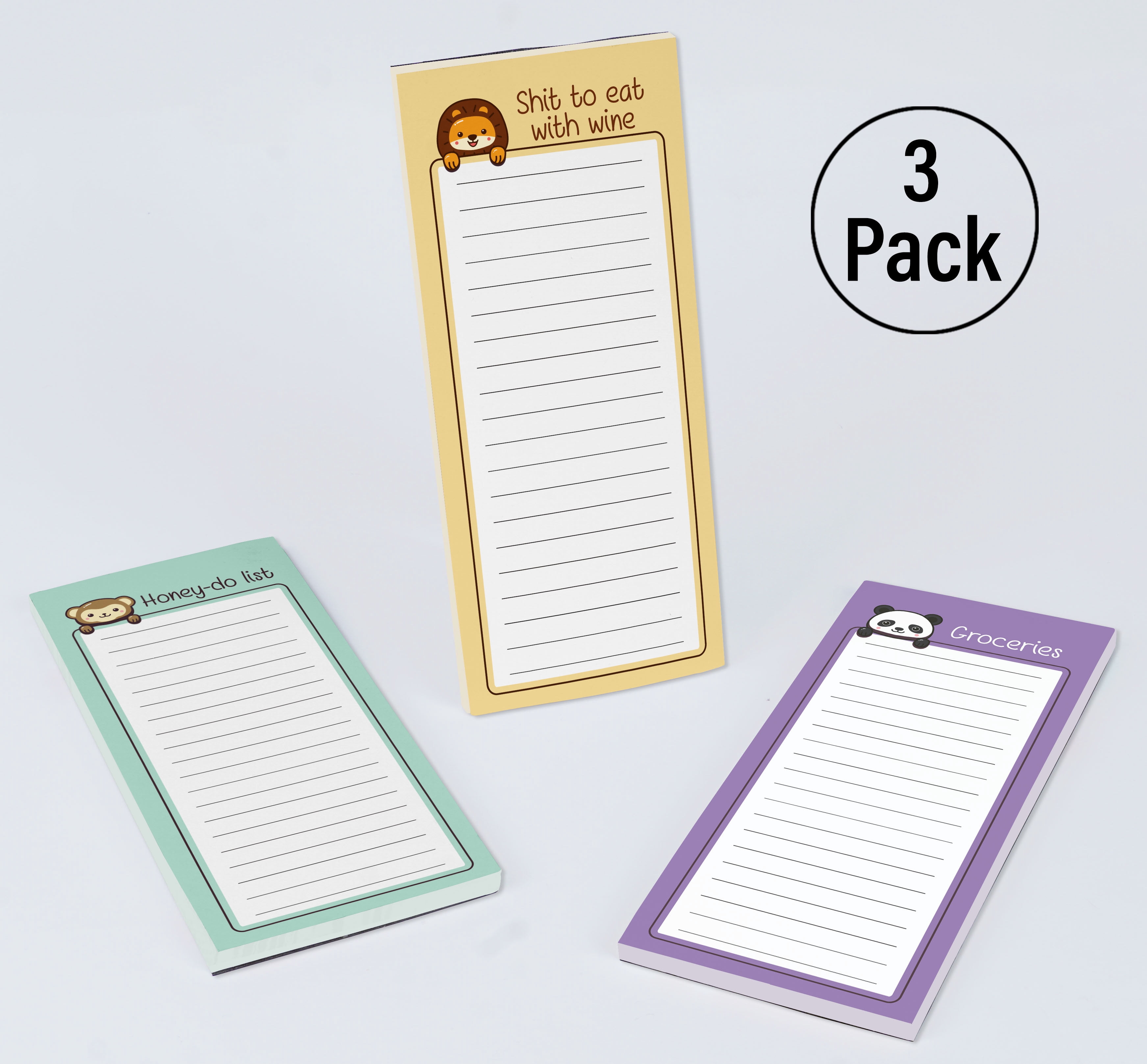 Inkdotpot Pack of 3 Magnetic Fridge To-Do List Notepads- Magnetic Memo Pads For Refrigerator-(50 Sheets Each)-0M