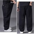 thumbnail image 4 of Men's Plus Size Loose Fit Straight Leg Jeans, Wide Leg Casual Denim Pants for Street Style Fashion, Comfortable and Roomy Trousers for Everyday Relaxed Wear and Urban Outfits Black L, 4 of 4